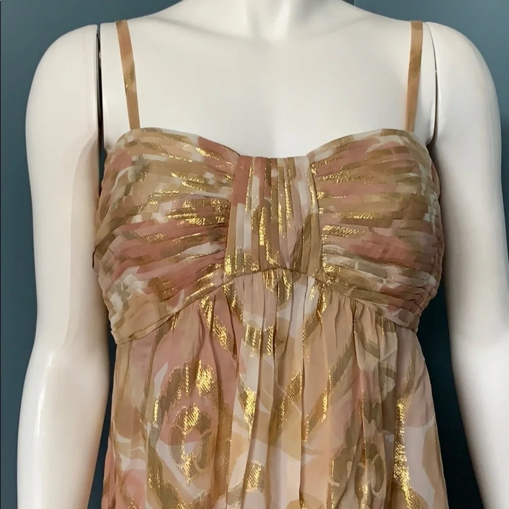 Oleg Cassini Metallic Foil Chiffon Maxi Dress - 8